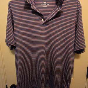 Southern Tide Men's LG Coastal Breeze Striped Polo Org/Blue